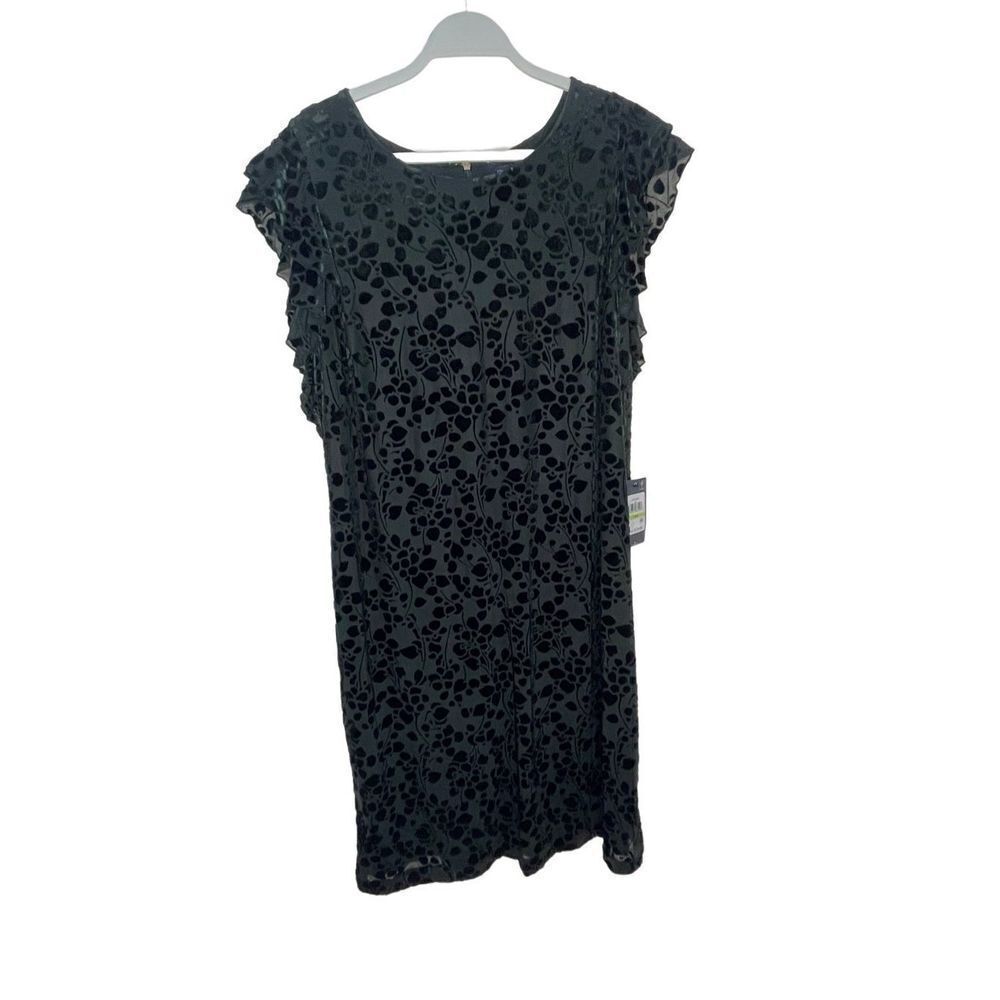 Tommy Hilfiger Dark Green Valor  Flutter Sleeve Floral Print Dress Size 16